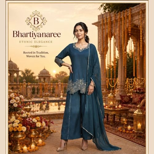 Rama Vichitra Indo Western Set for Women with Dupatta