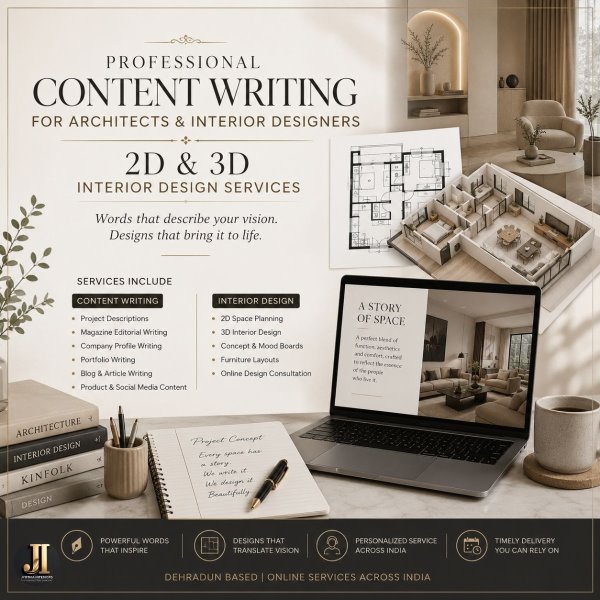 Professional Content Writing for Architects & Interior Designers | 2D & 3D Interior Design