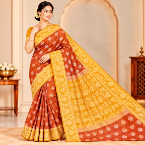The Panaya Peach & Yellow Art Cotton Mix Sil