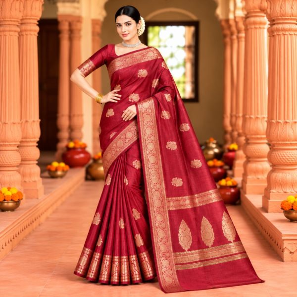 The Panaya Rani Pink Art Cotton Mix Silk Sar