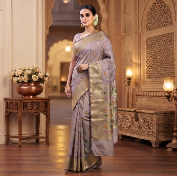 The Panaya Dove Grey Art Cotton Mix Silk Ban
