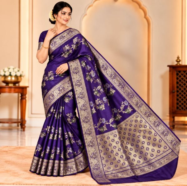The Panaya Royal Purple Art Cotton Mix Silk 