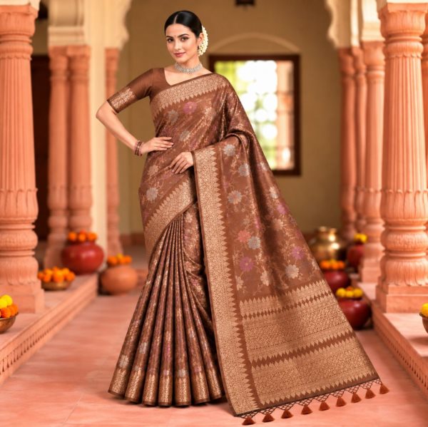 The Panaya Copper Brown Art Cotton Mix Silk 