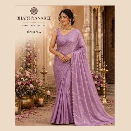 Orchid Frendy Indian Wedding Saree with Elegant Sequins Style