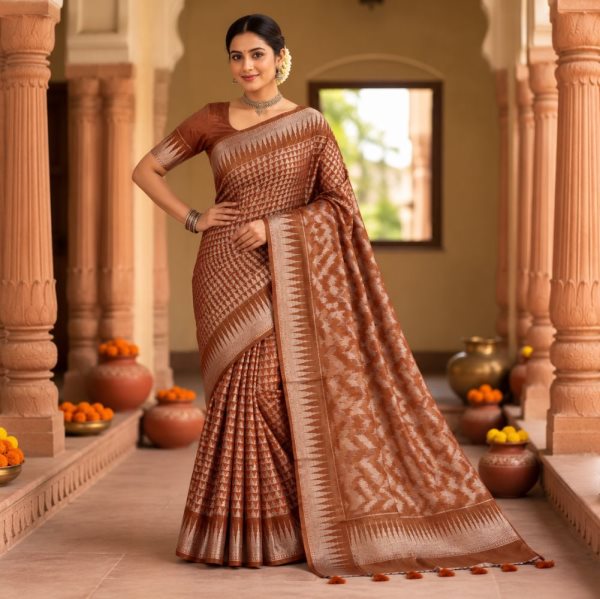 The Panaya Copper Brown Art Cotton Mix Silk 