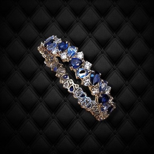 Harmony blue topaz and sapphire bangle