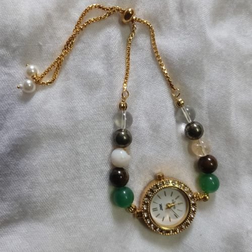 Crystal Healing Beaded Bracelet Watch – ₹749